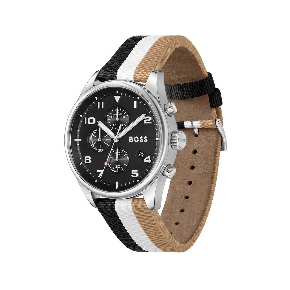 Hugo Boss Black And White Leather Watch for Timeless Elegance