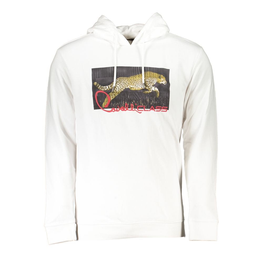 Cavalli Class White Cotton Sweater for Effortless Elegance