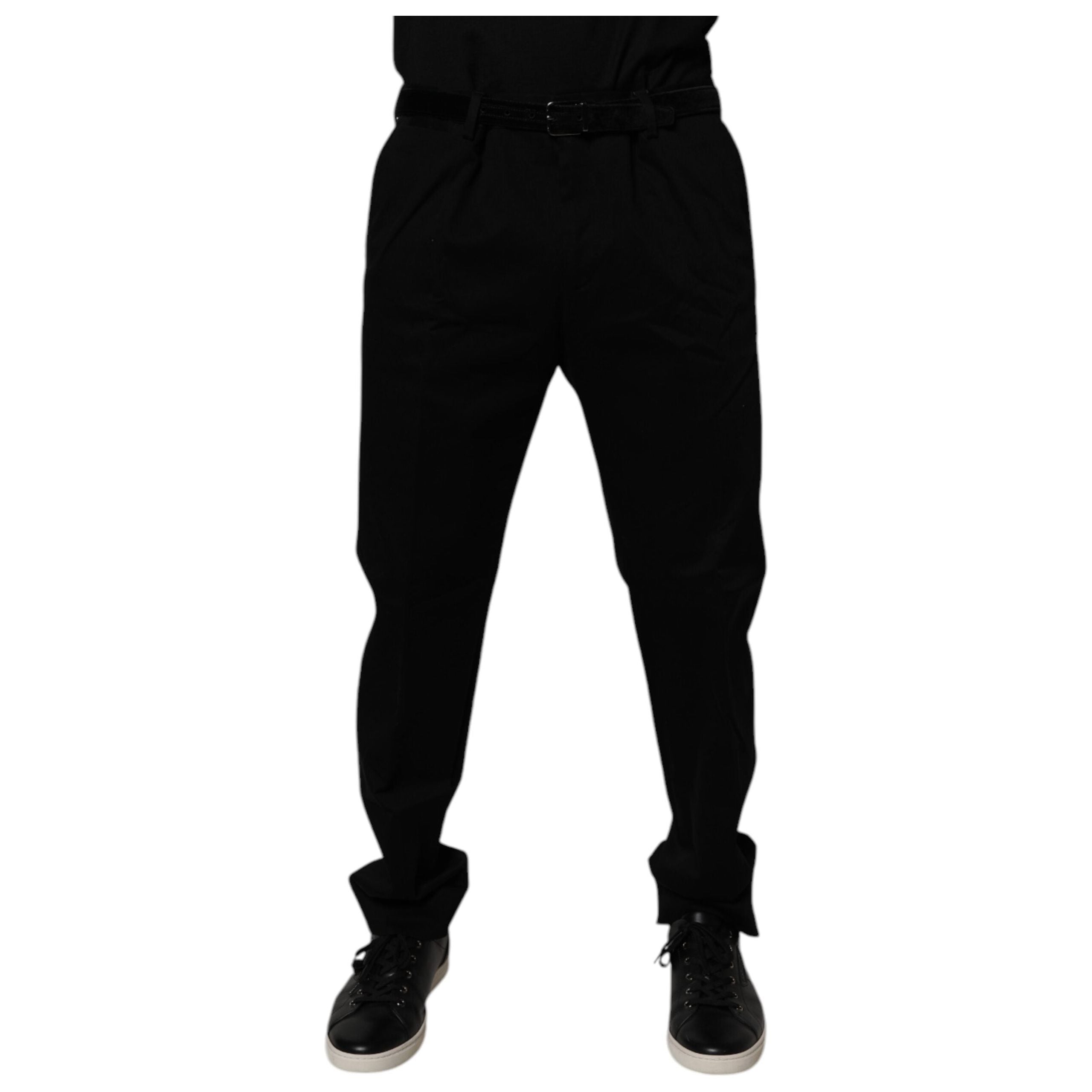 Dolce & Gabbana Black Cotton Skinny Dress Formal Pants
