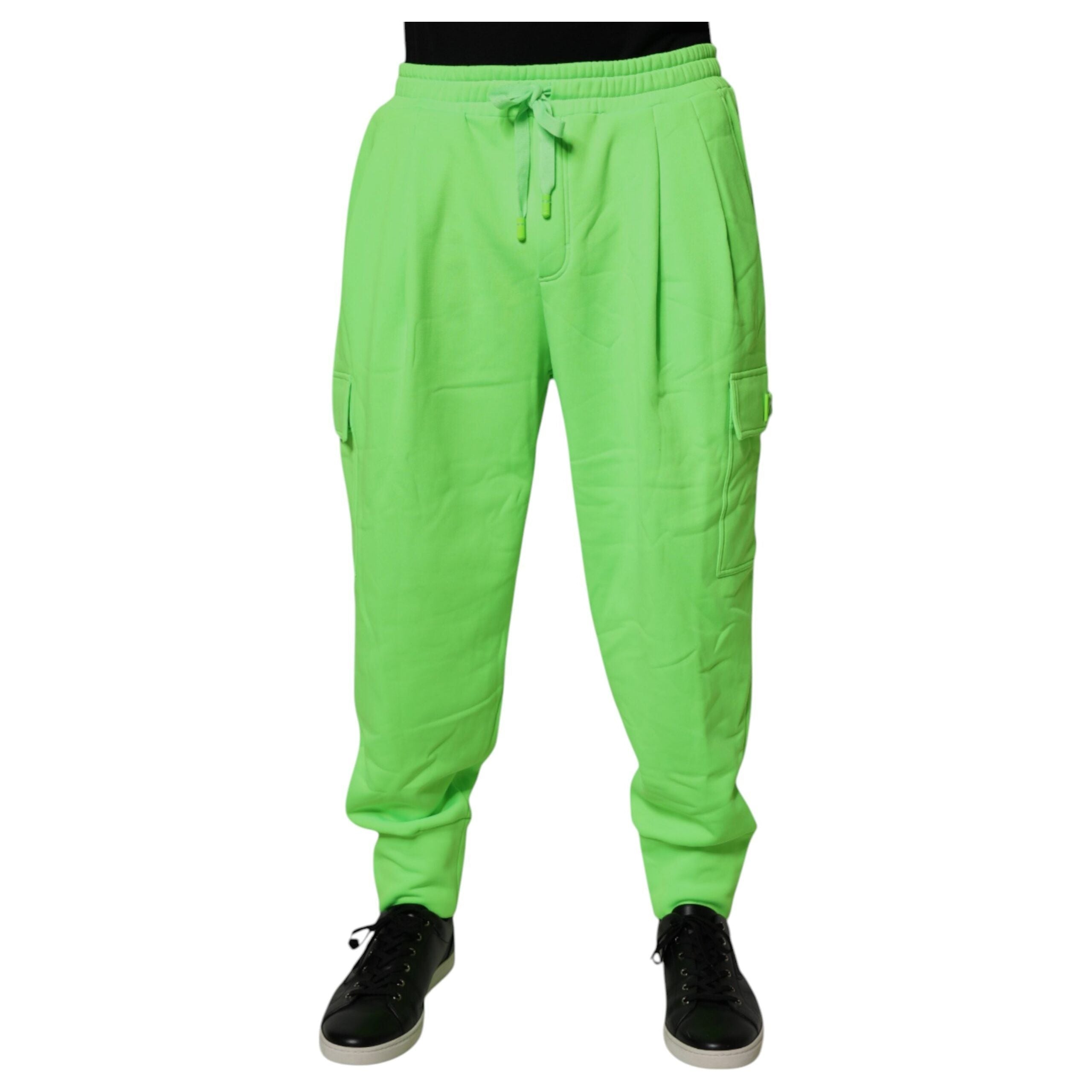 Dolce & Gabbana Neon Green Cotton Cargo Jogger Pants
