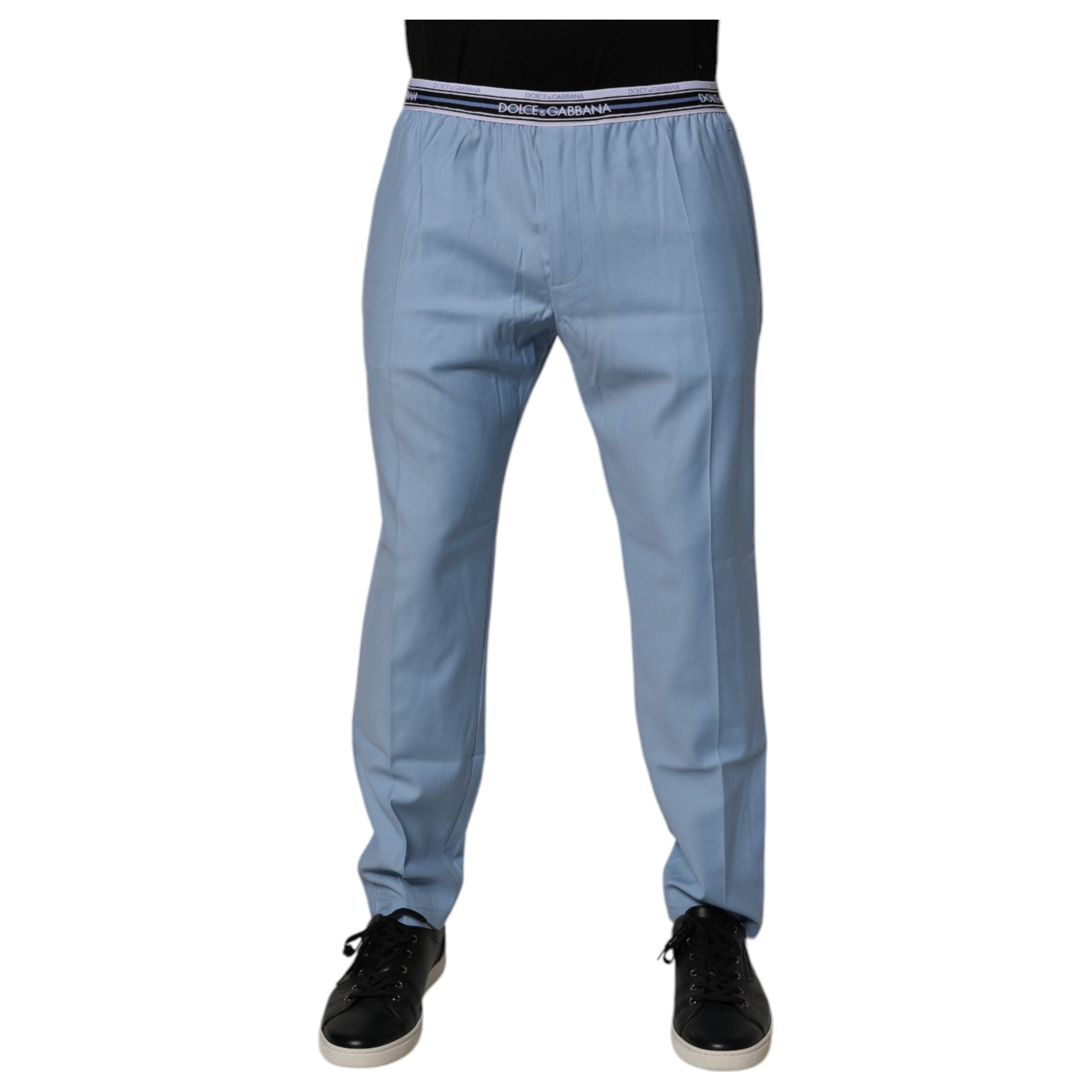 Dolce & Gabbana Blue Cotton Stretch Chino Pants Elegance