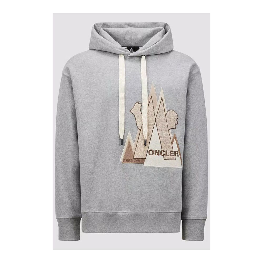 Moncler Gray Cotton Sweater for Elevated Casual Elegance