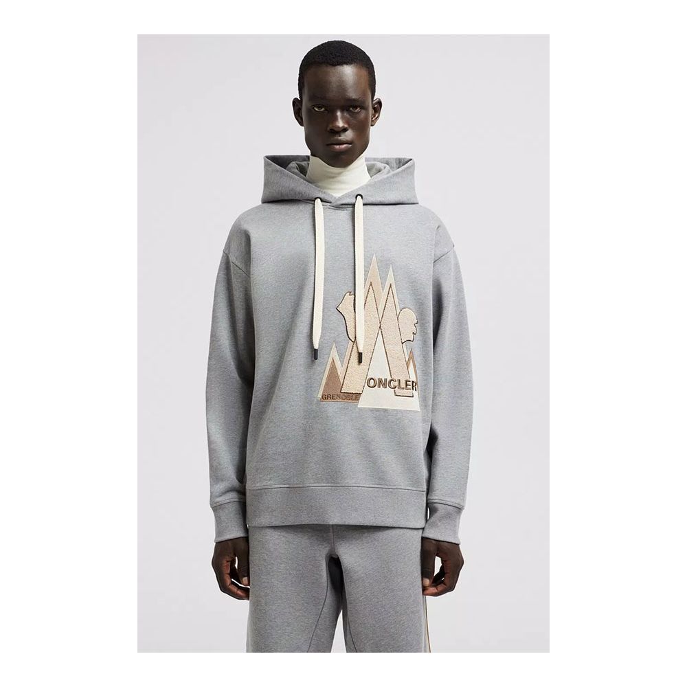 Moncler Gray Cotton Sweater for Elevated Casual Elegance