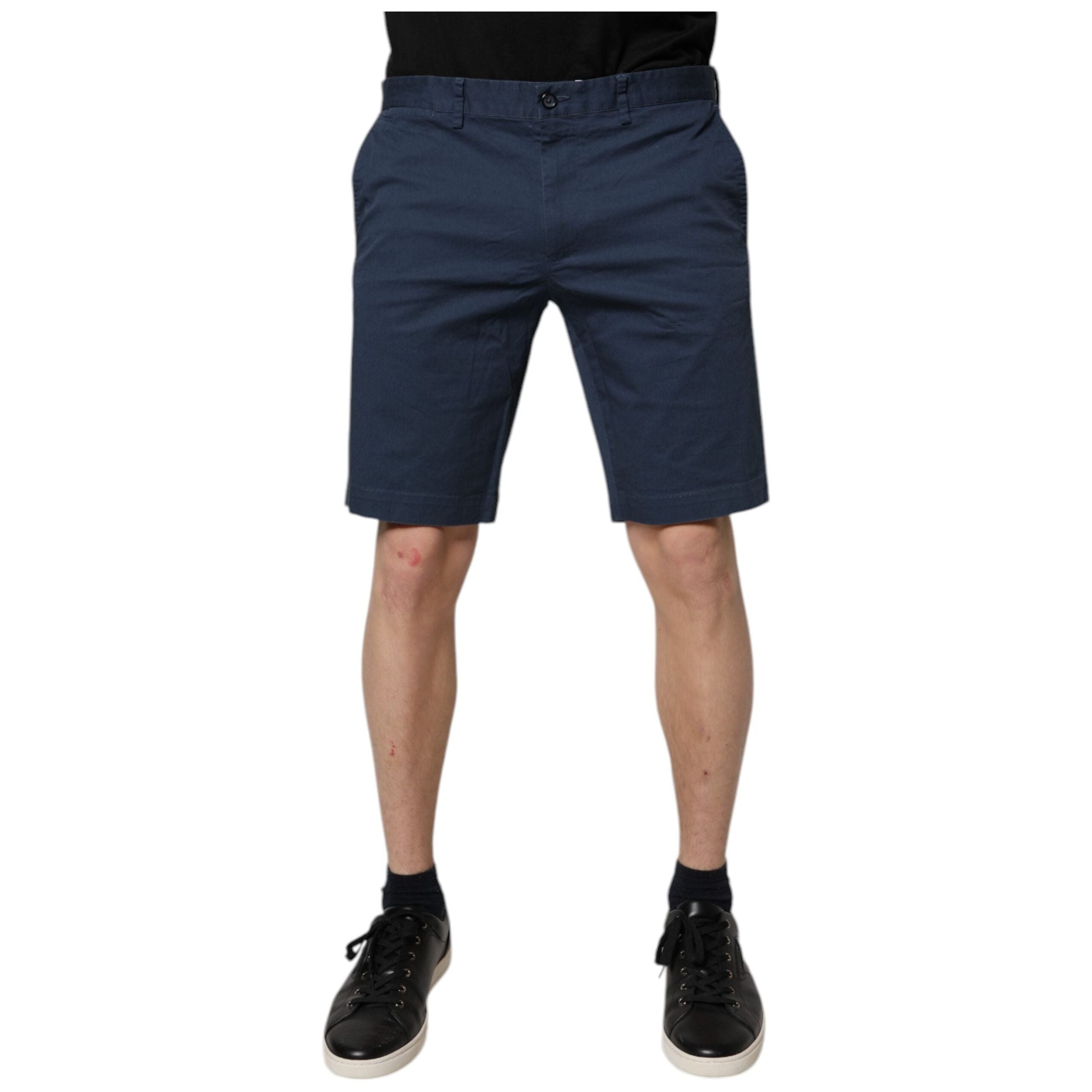Dolce & Gabbana Blue Cotton Mid Waist Bermuda Shorts