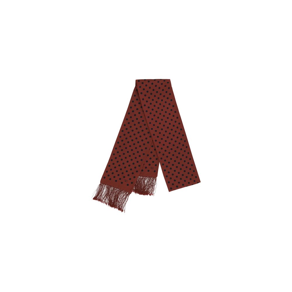 Valentino White Silk Polka-dot Pattern Scarf Elegance