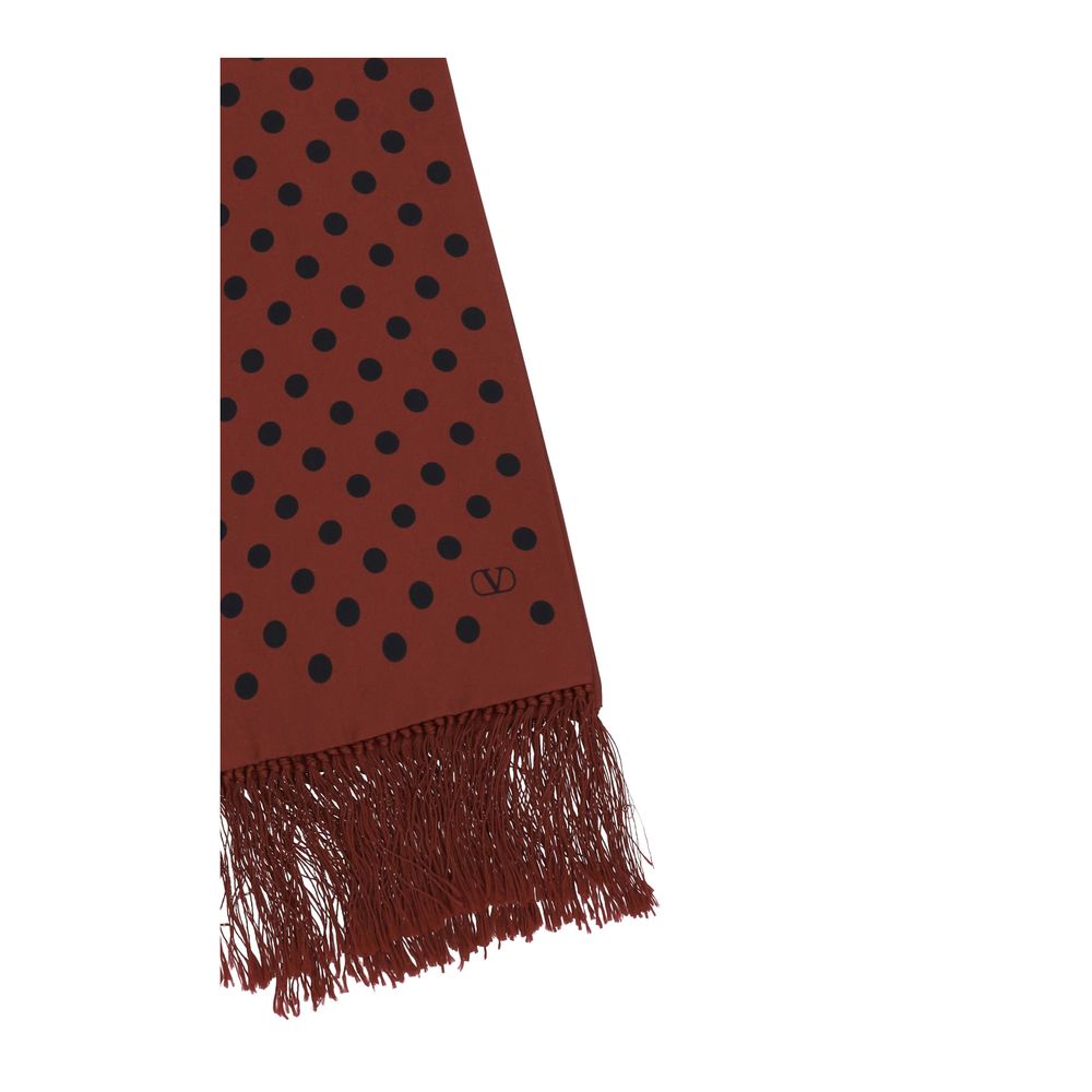 Valentino White Silk Polka-dot Pattern Scarf Elegance