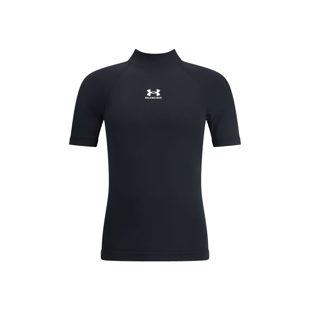 Balenciaga Black Cotton High-neck T-Shirt for Modern Sophistication