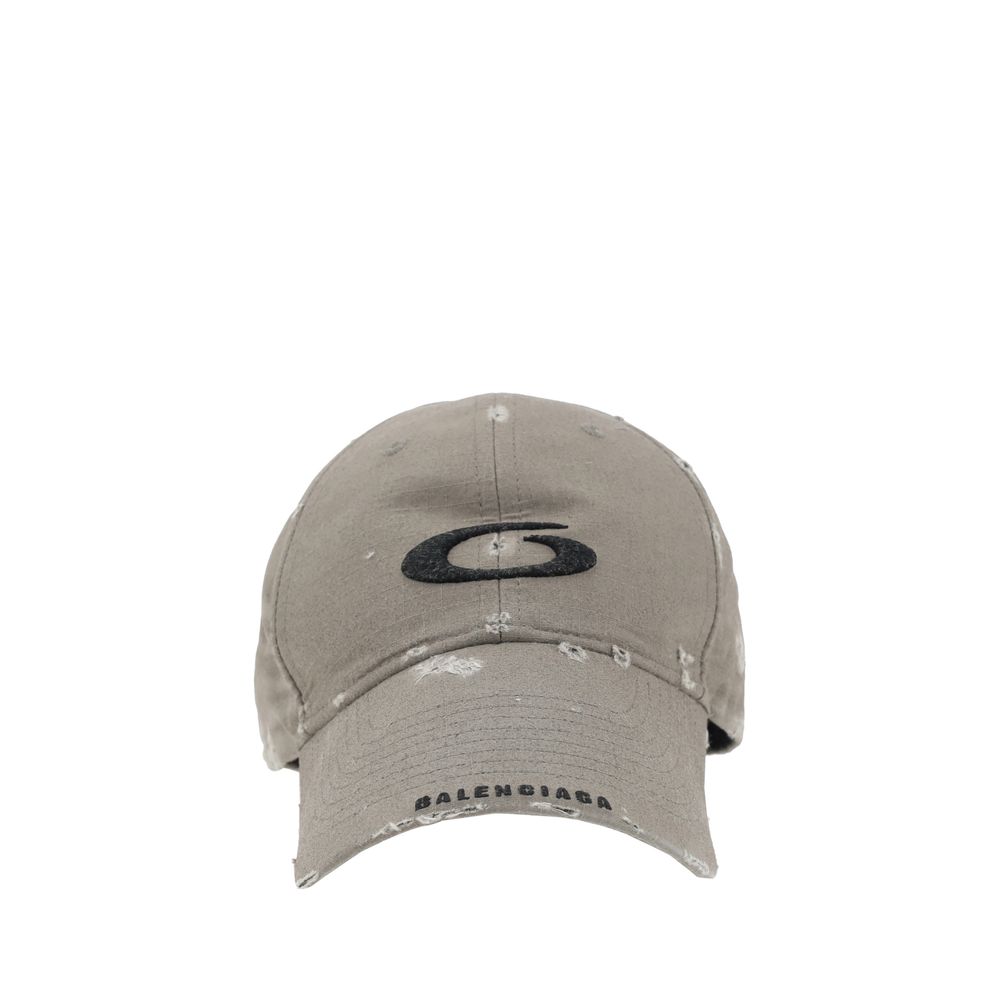 Balenciaga Black Cotton Baseball Hat for Elevated Casual Style