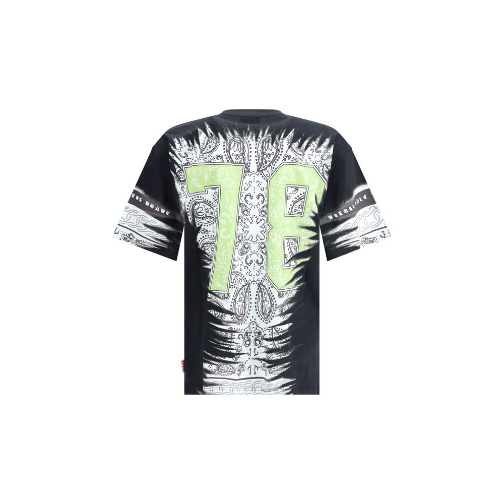 Diesel White Cotton T-norm-r1 T-Shirt with Vintage Paisley Print