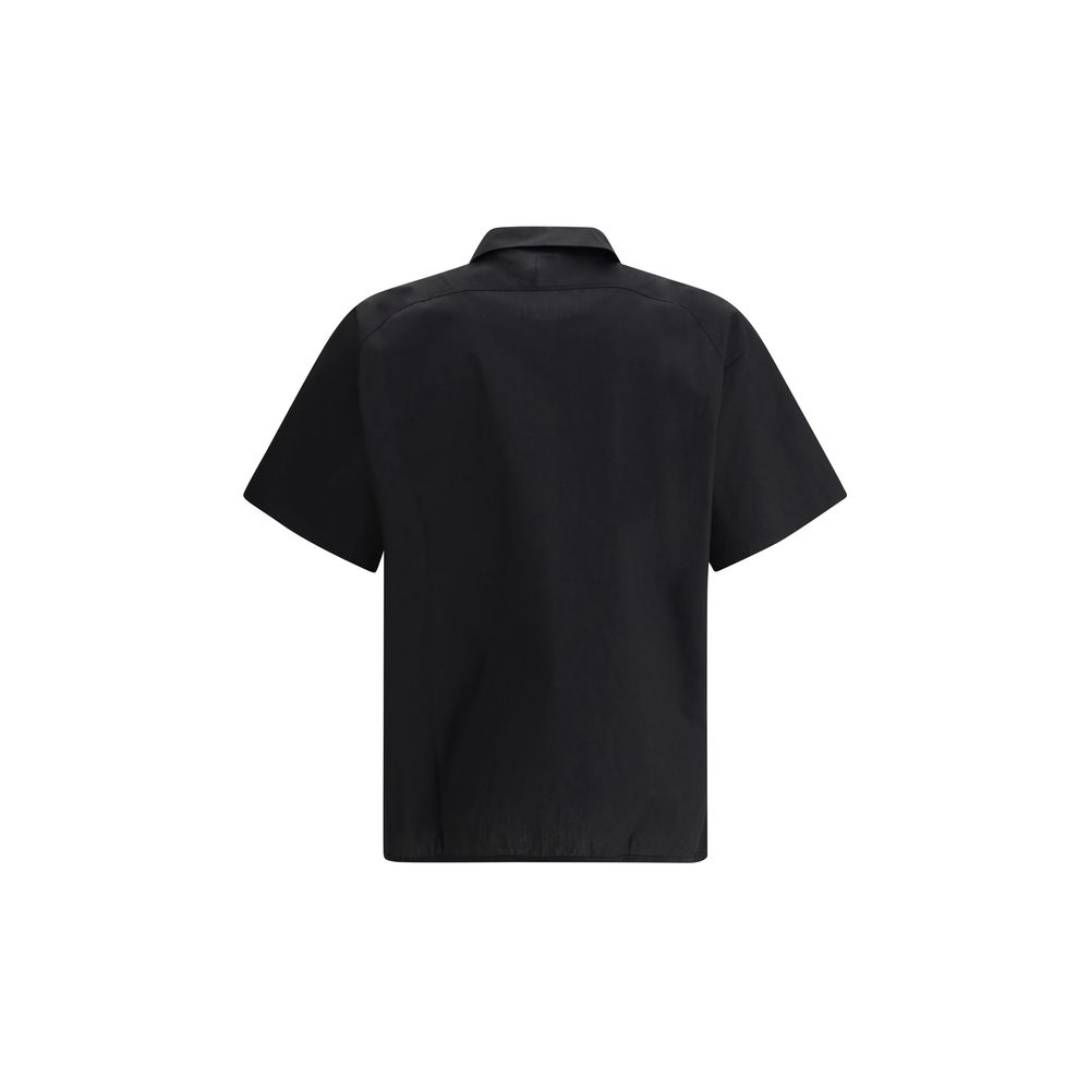 GR10K Black Cotton Zipped Shirt with Classic Collar