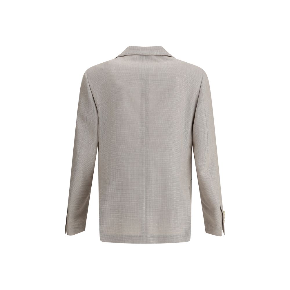 Lardini Charcoal Wool Blazer with Peaked Lapel and Iconic Brooch