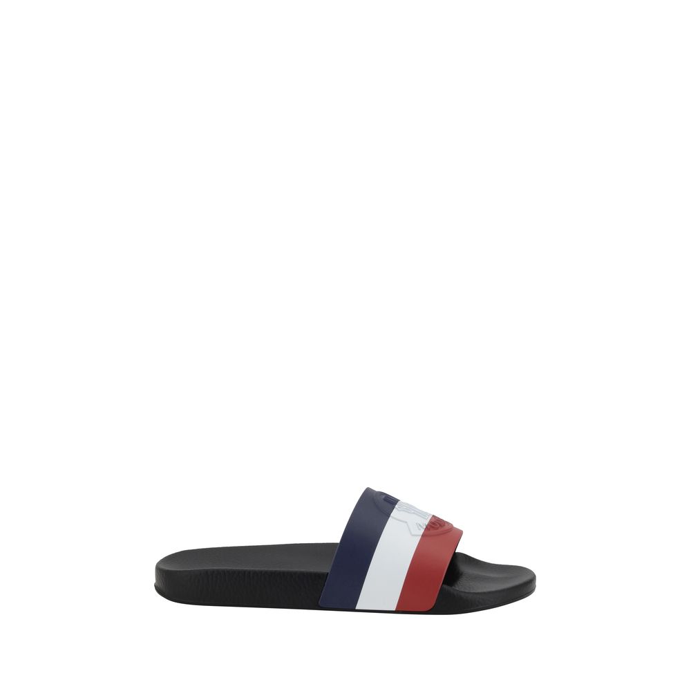 Moncler Black Velvet Logo Slippers for Elevated Loungewear Style