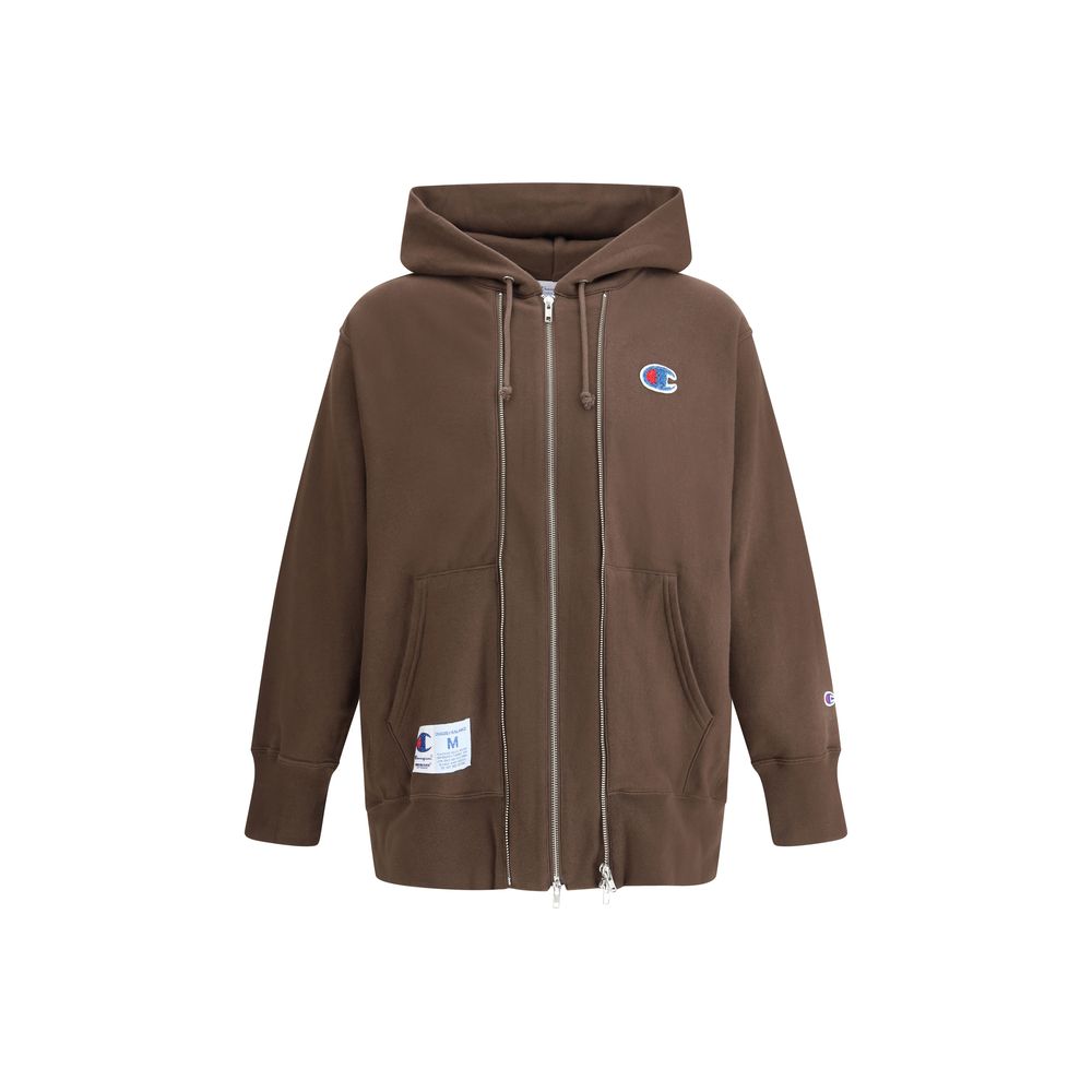 Undercover Black Cotton Hoodie with Double Zipper for Modern Elegance