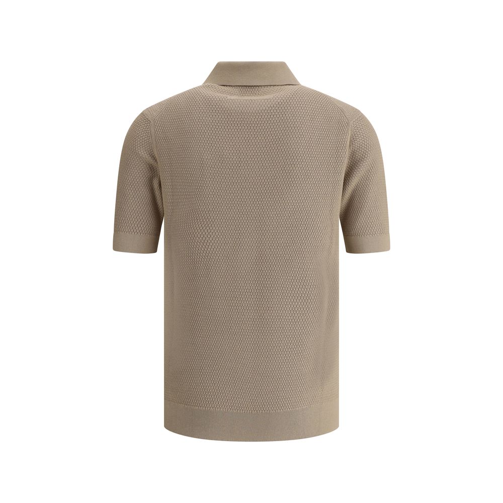 ZEGNA Navy Premium Knit Fabric Polo Shirt Elegance