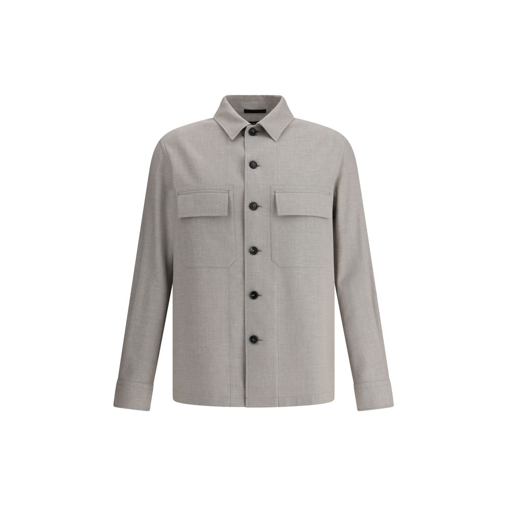 ZEGNA Beige Luxurious Linen Blend Overshirt Shirt
