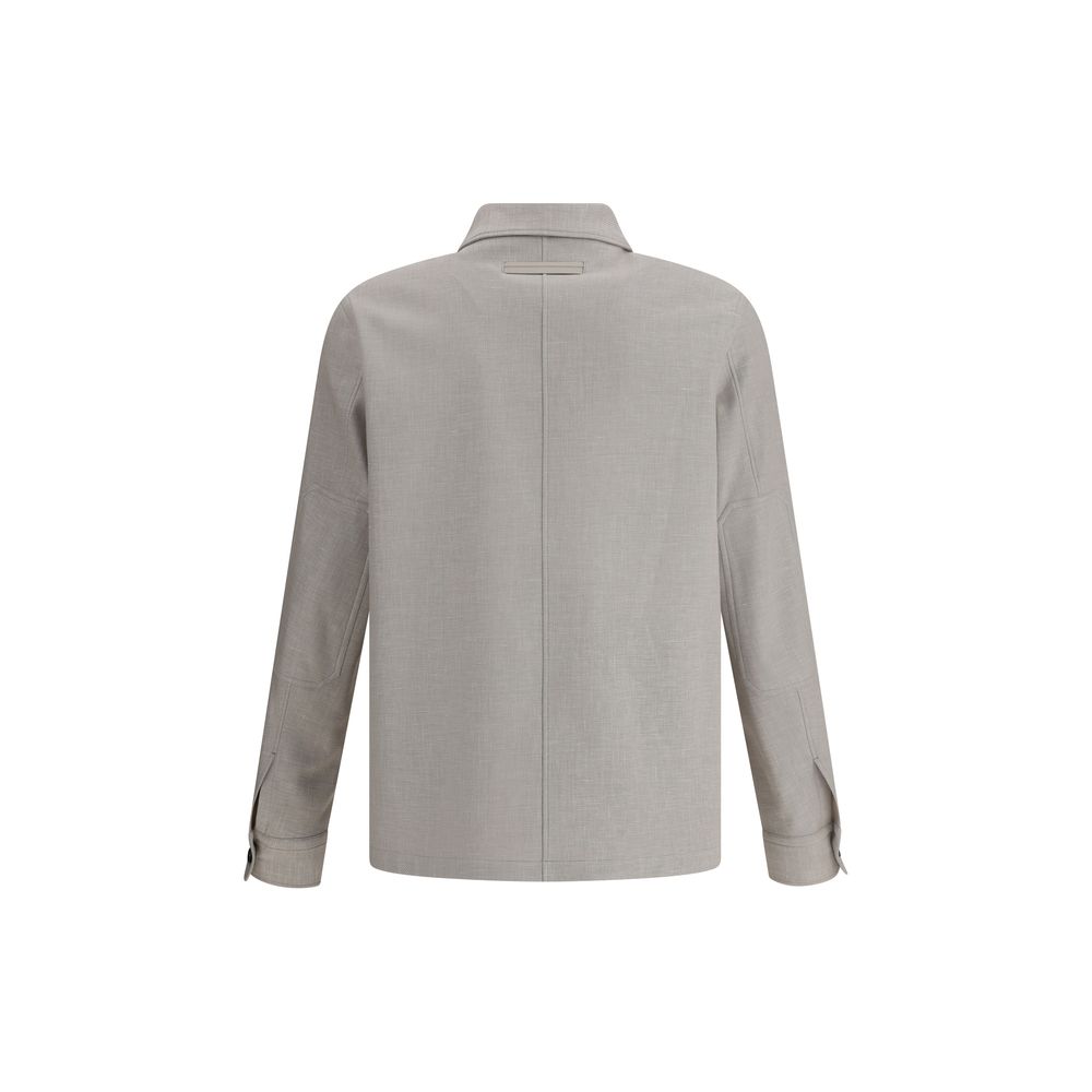 ZEGNA Beige Luxurious Linen Blend Overshirt Shirt