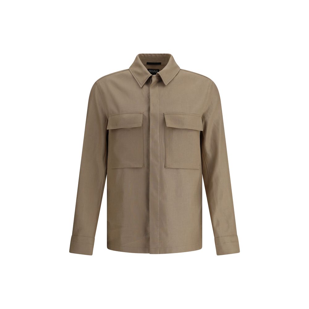 ZEGNA Beige Linen Shirt Jacket for Effortless Elegance