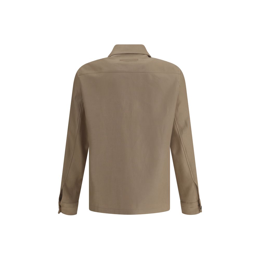 ZEGNA Beige Linen Shirt Jacket for Effortless Elegance