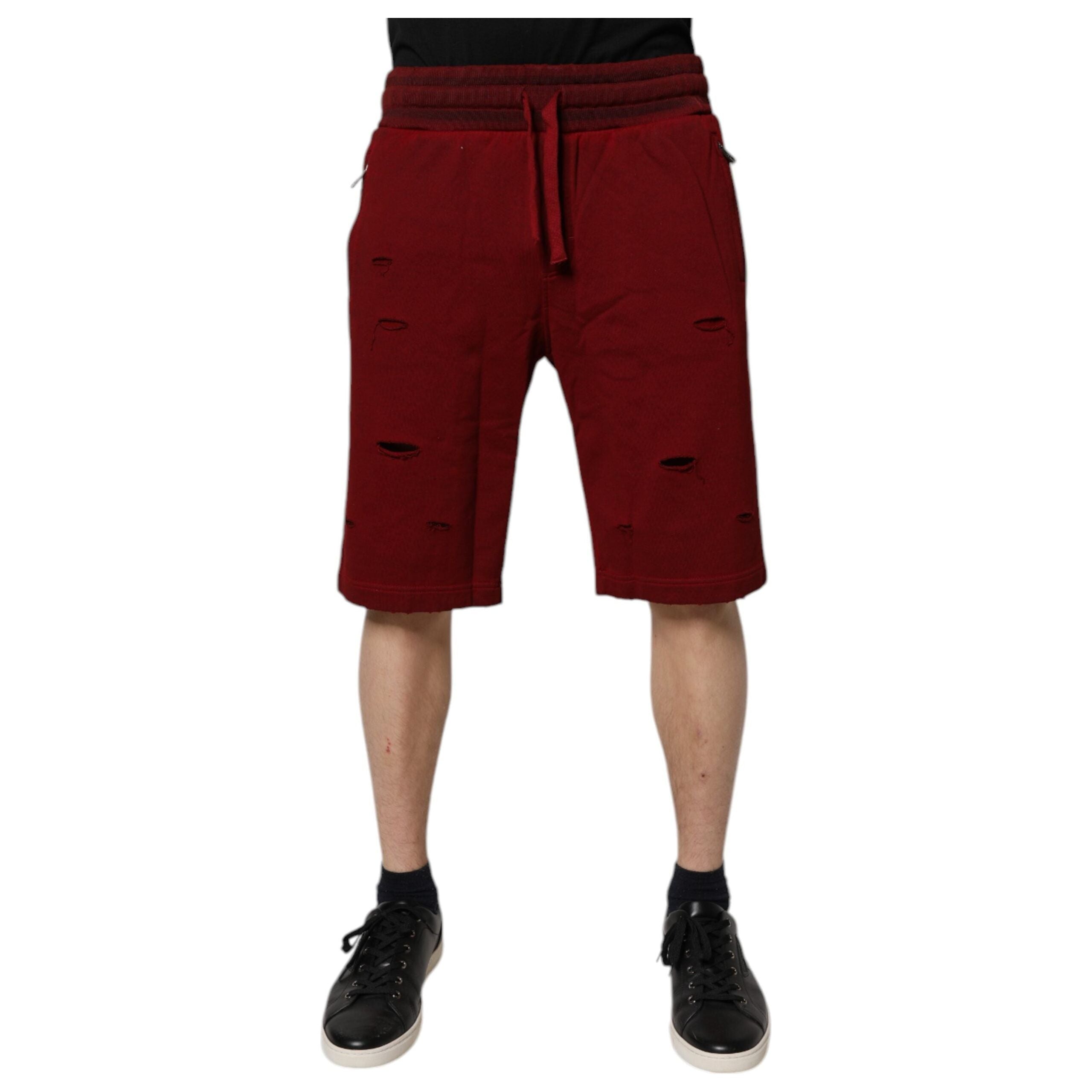 Dolce & Gabbana Maroon Cotton Bermuda Sweatshorts Shorts
