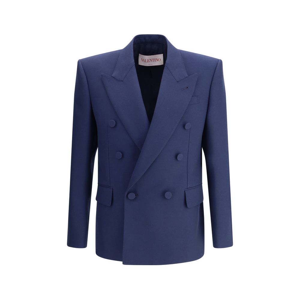 Valentino Navy Virgin Wool Blazer for Timeless Elegance