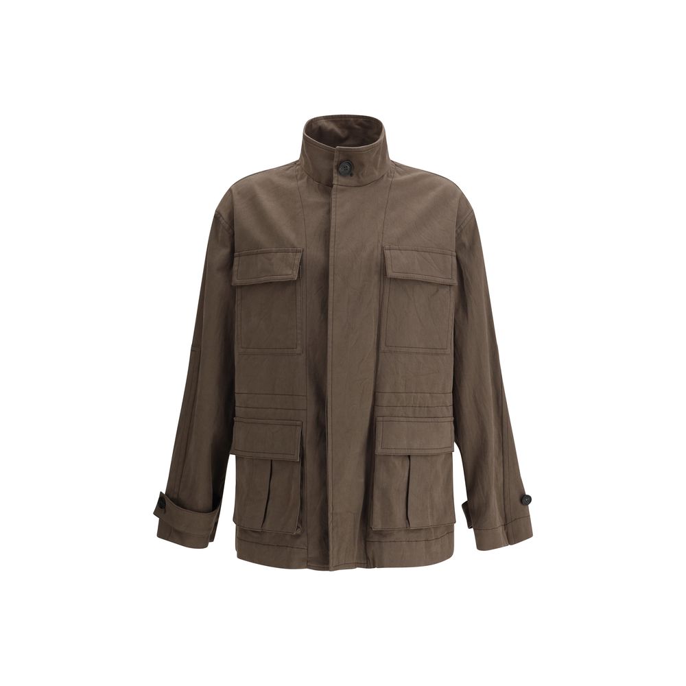 Ferragamo Navy Cotton Jacket for Timeless Sophistication