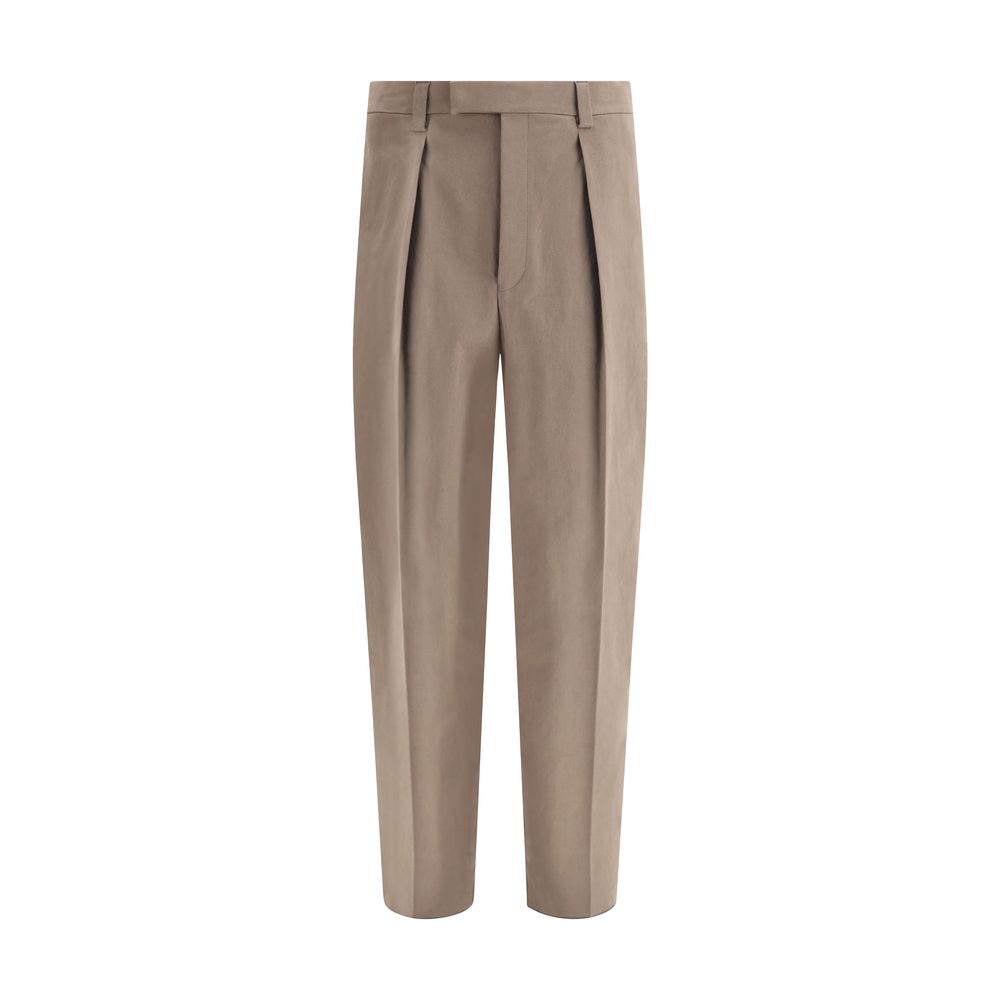 Ferragamo Cream Cotton Wide-Leg Pants for Elegant Sophistication