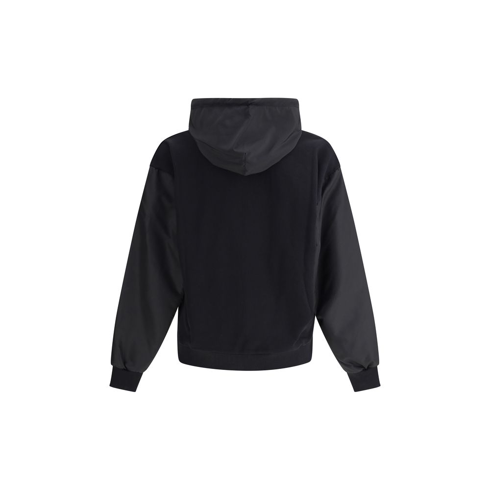 GCDS Black Cotton Zippered Hoodie with Iconic Monogram Detail