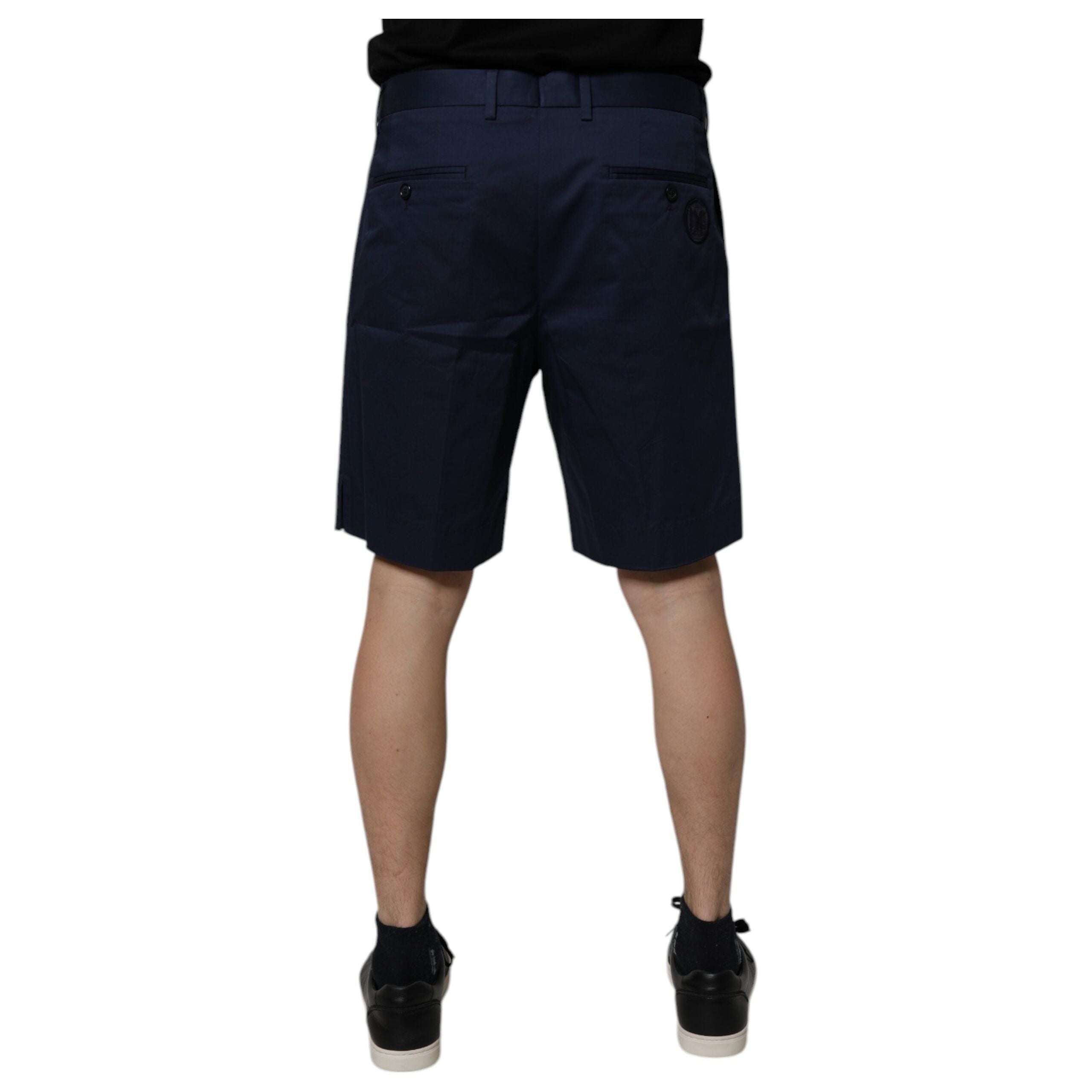 Dolce & Gabbana Dark Blue Cotton Mid Waist Bermuda Shorts