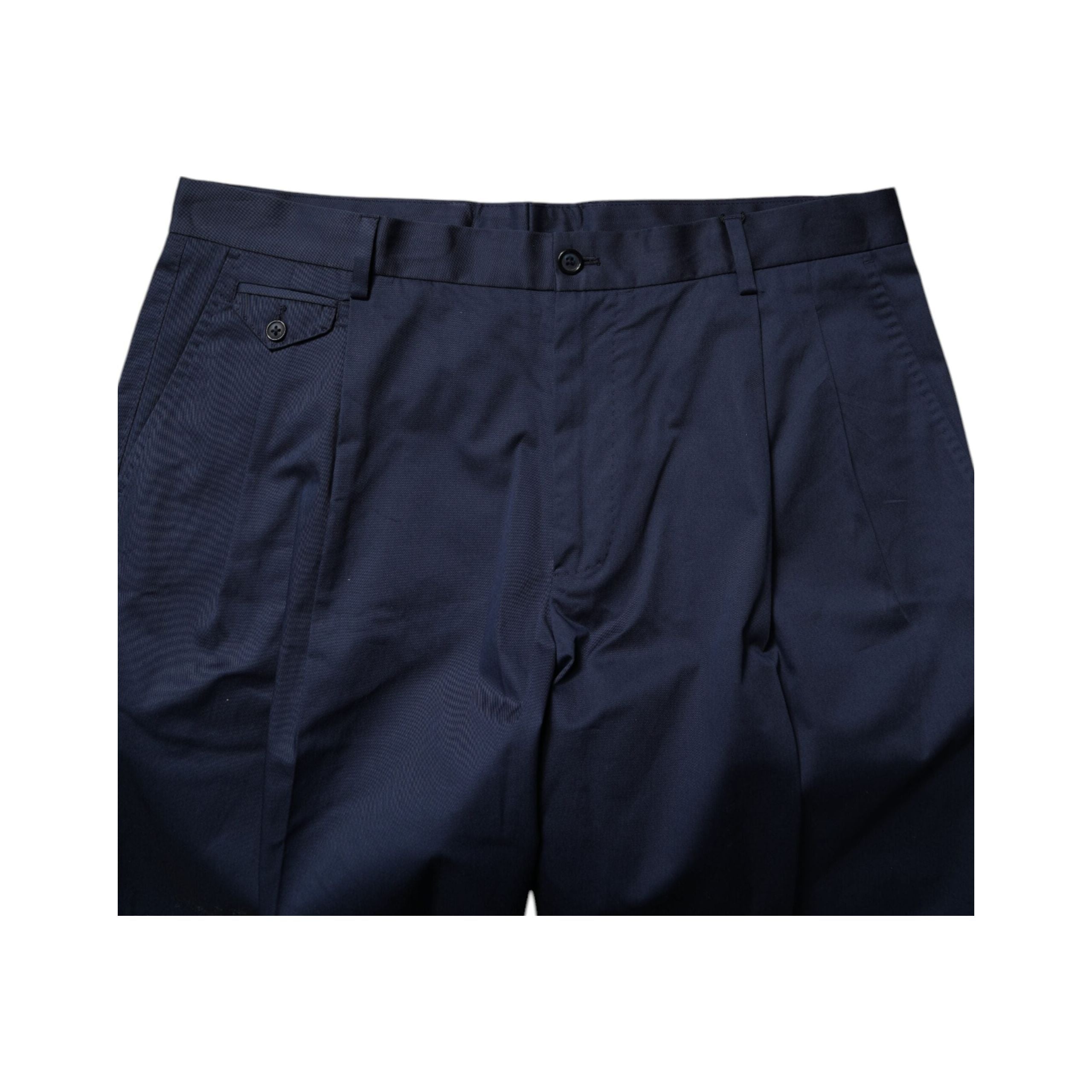 Dolce & Gabbana Dark Blue Cotton Mid Waist Bermuda Shorts