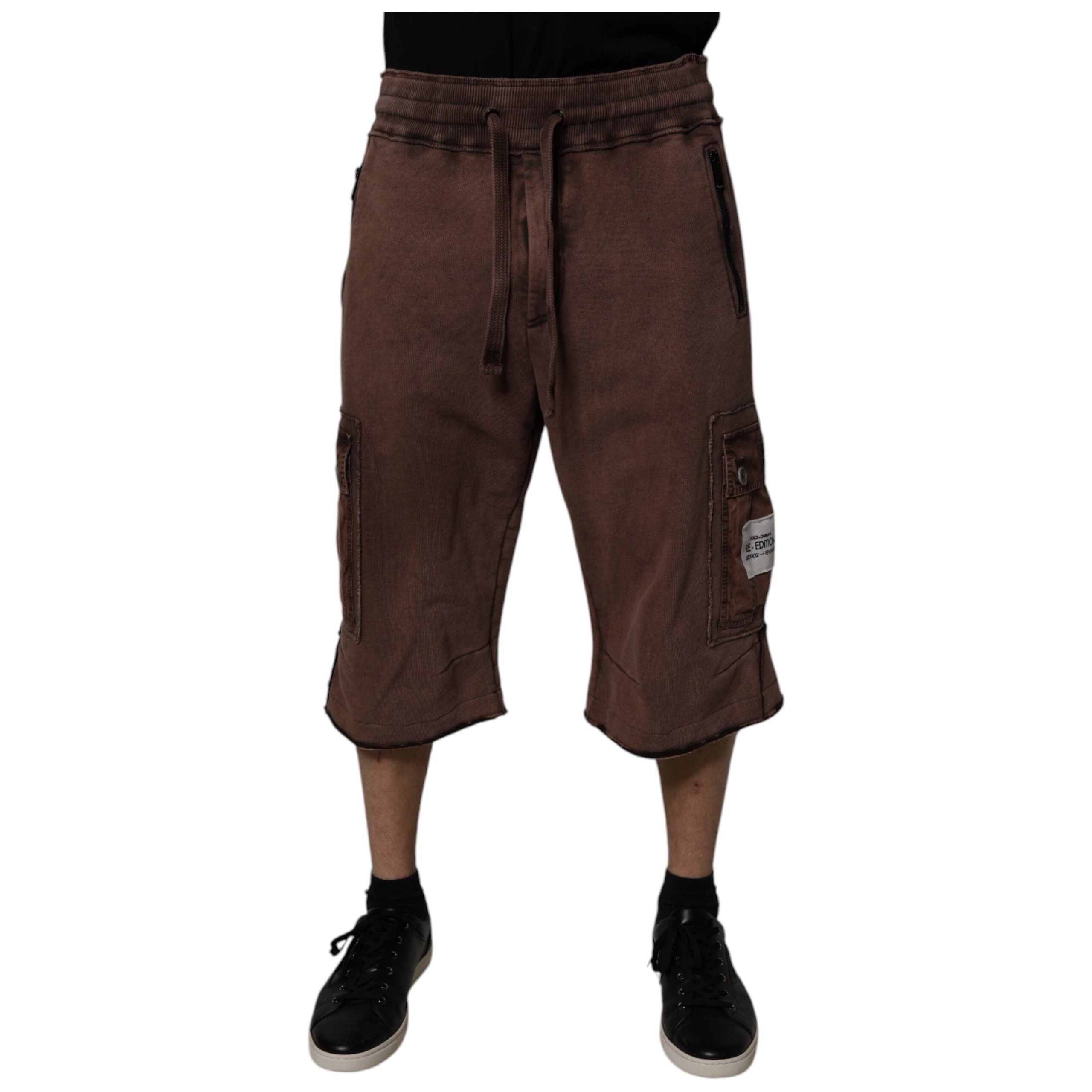 Dolce & Gabbana Brown Cotton Cargo Bermuda Sweatshorts
