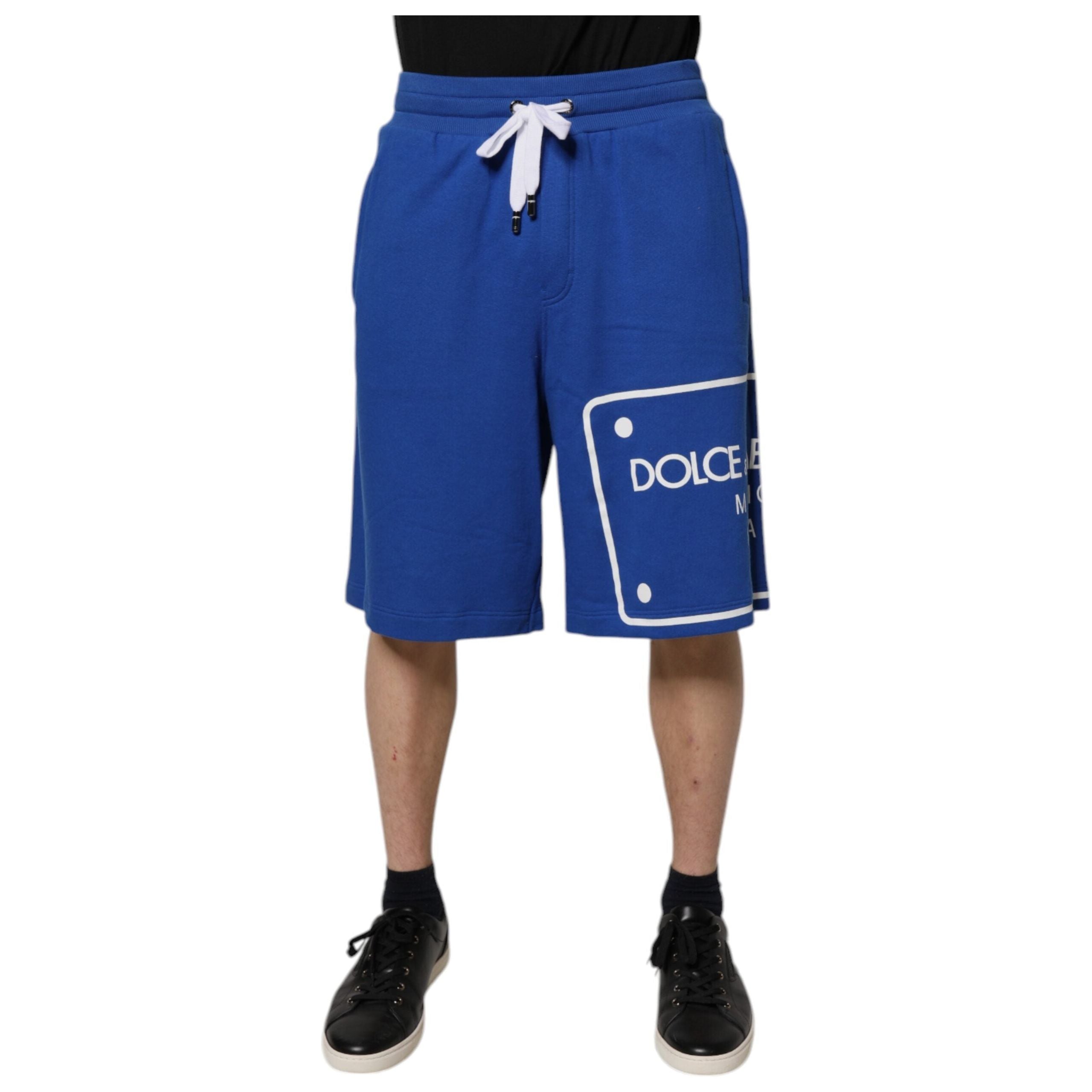 Dolce & Gabbana Blue Logo Cotton Bermuda Sweatshorts
