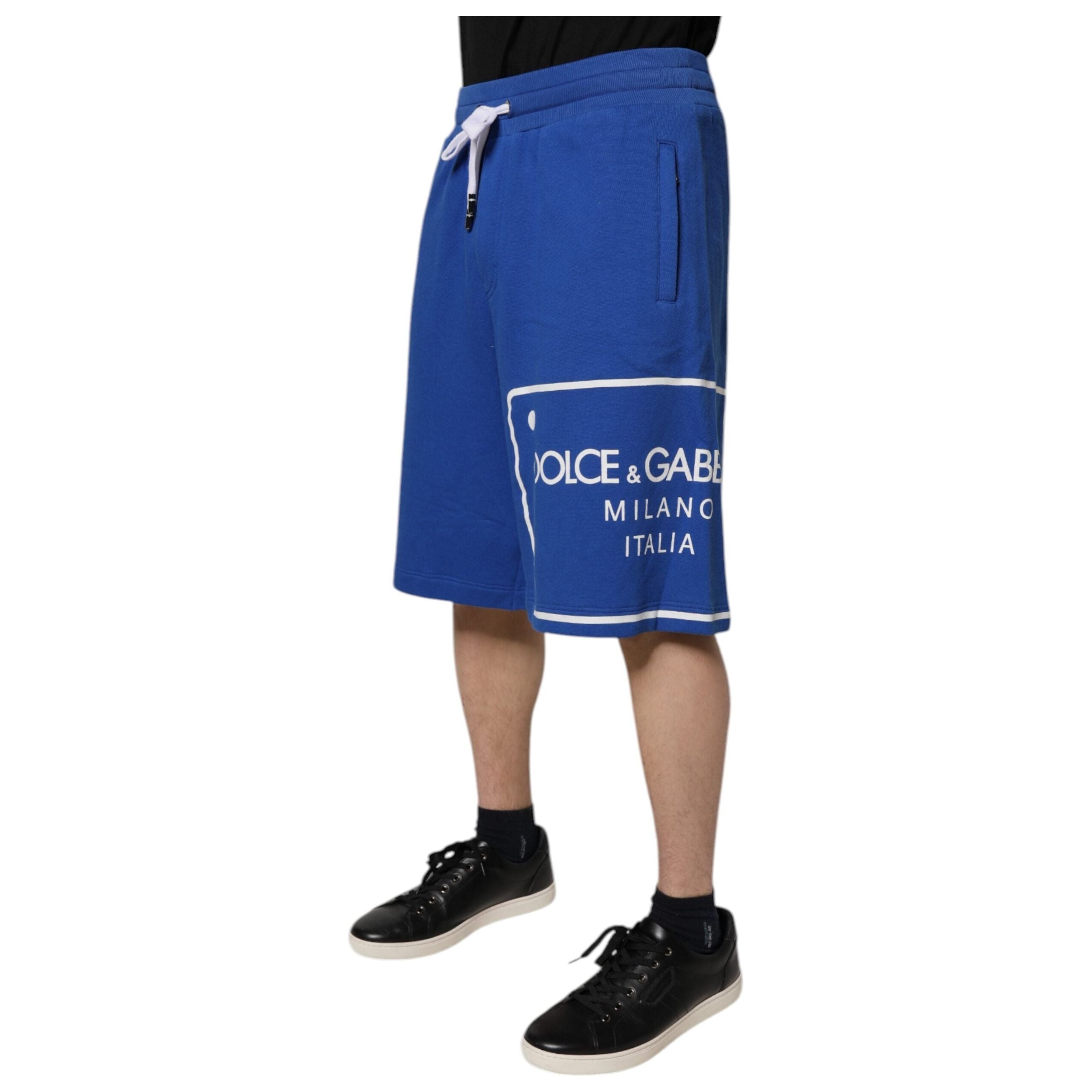 Dolce & Gabbana Blue Logo Cotton Bermuda Sweatshorts