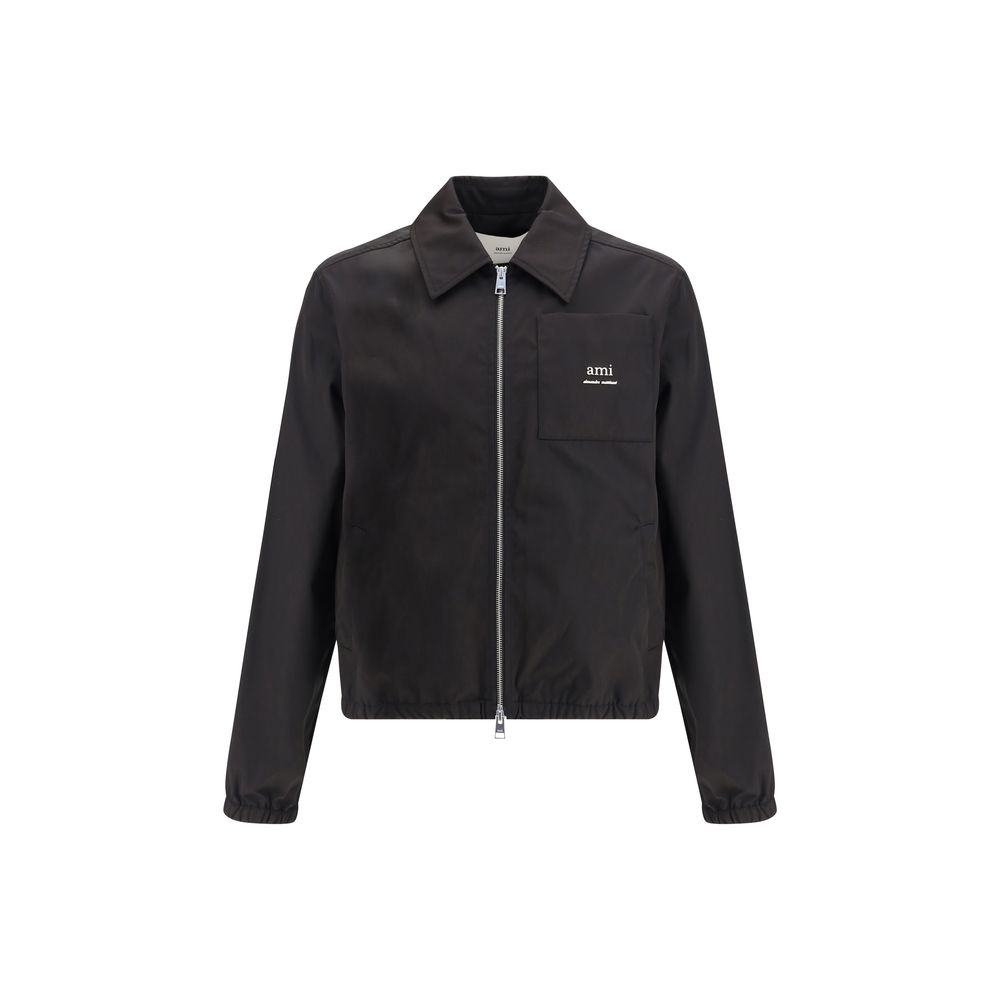 Ami Paris Navy Cotton Jacket for Elevated Urban Elegance