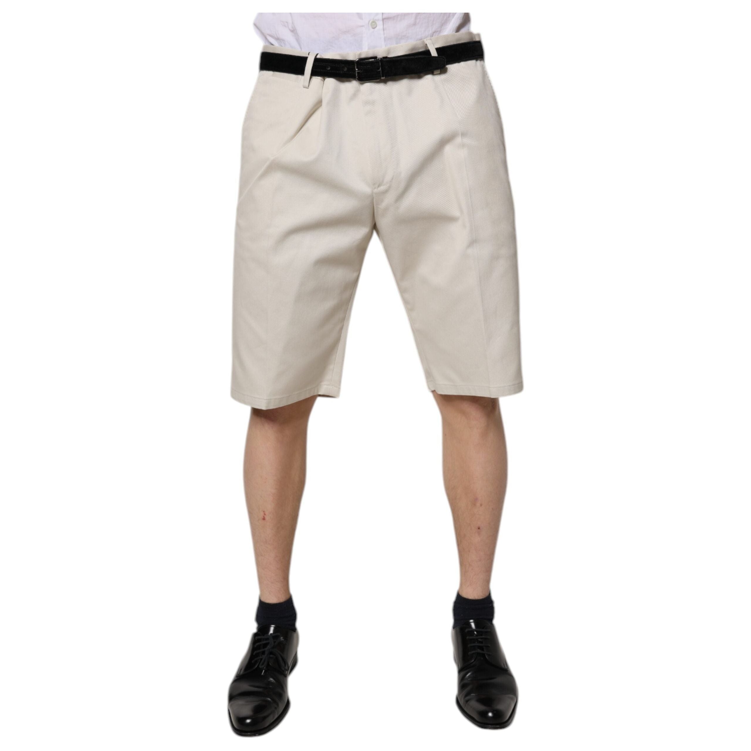 Dolce & Gabbana Beige Cotton Stretch Mid Waist Bermuda Shorts