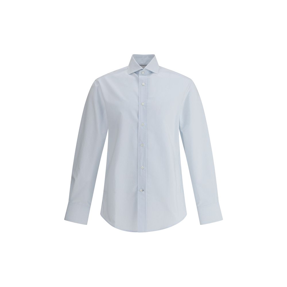 Brunello Cucinelli Blue Striped Shirt in Luxurious Cotton