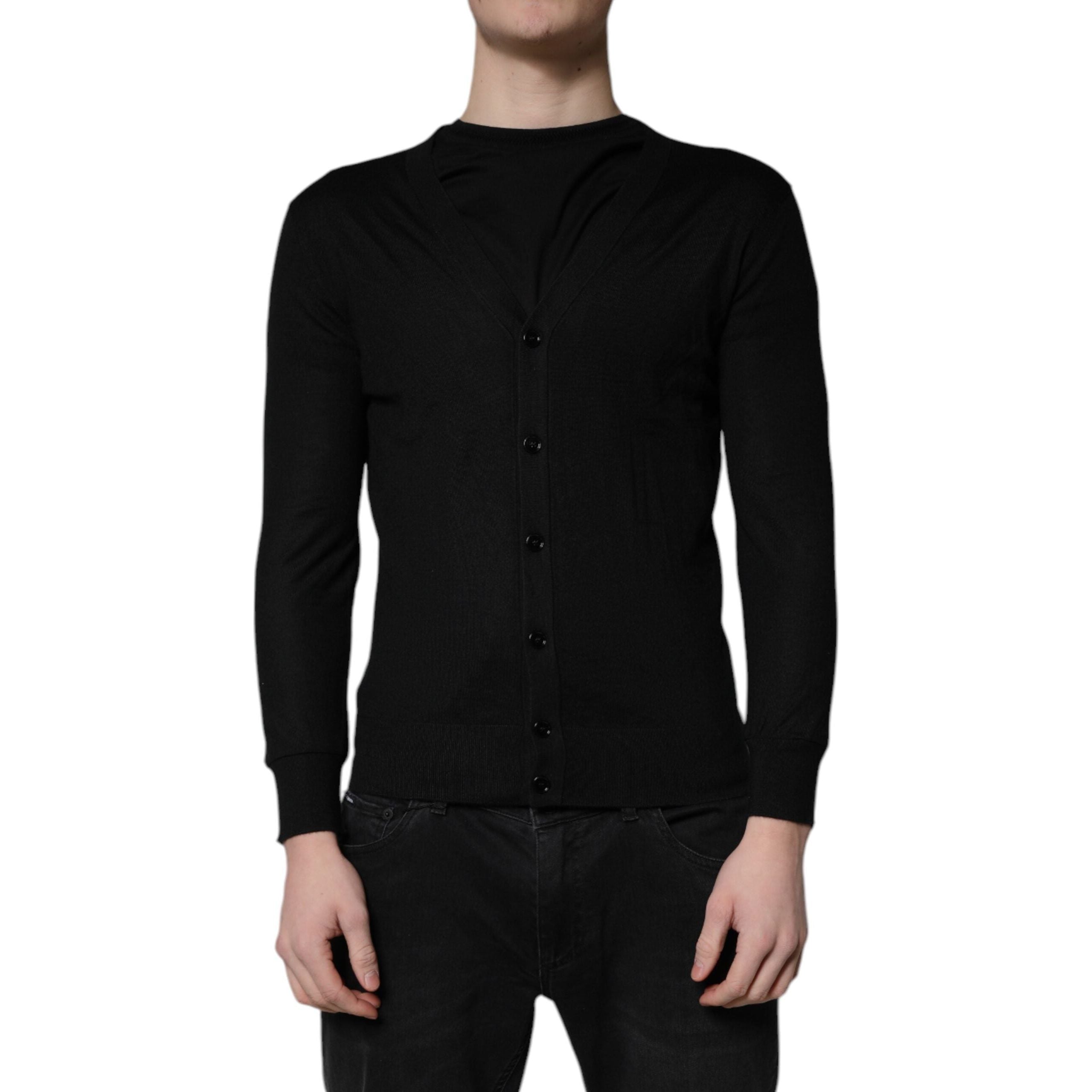 Dolce & Gabbana Black Cashmere Button Down Cardigan Sweater