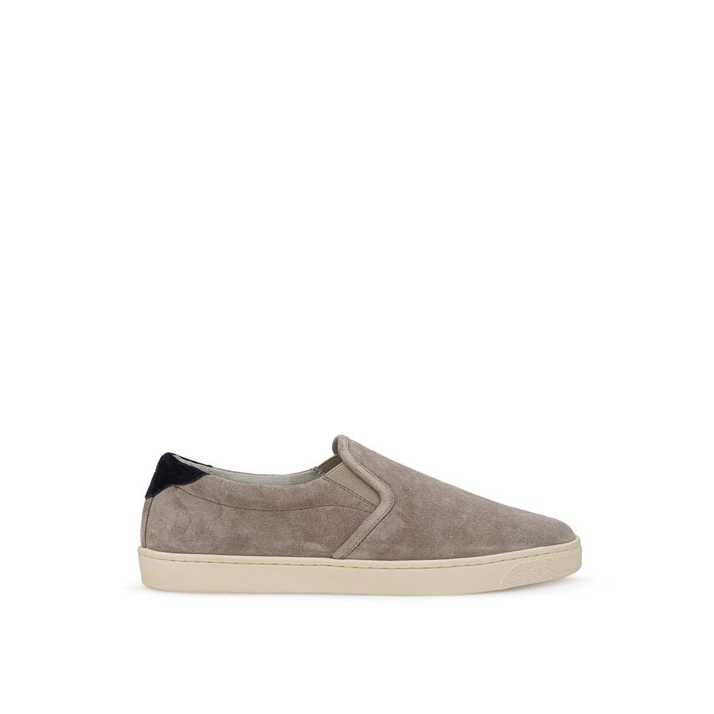 Brunello Cucinelli Gray Leather Sneaker for Effortless Style