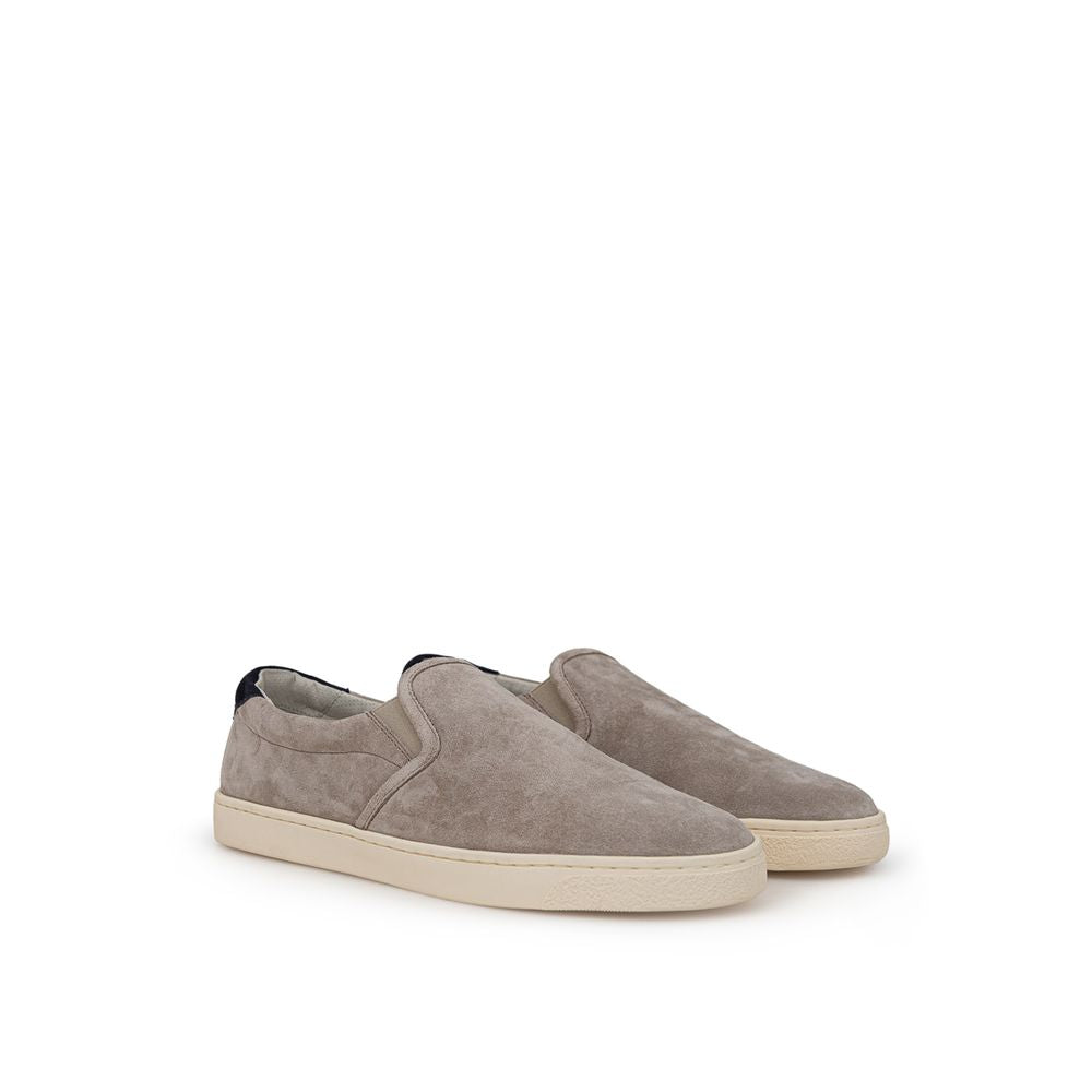 Brunello Cucinelli Gray Leather Sneaker for Effortless Style