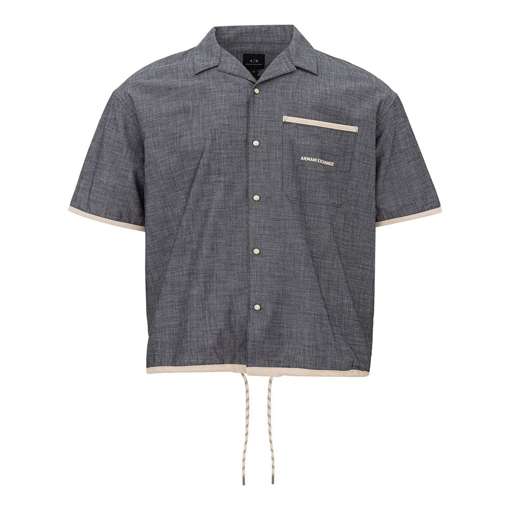 Armani Exchange Blue Cotton Shirt for Timeless Elegance