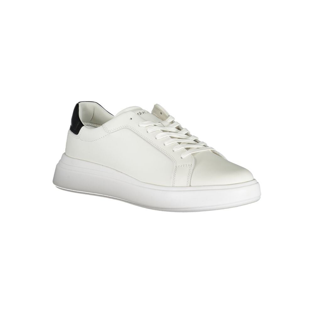 Calvin Klein White Leather Sneakers with Contrast Accents
