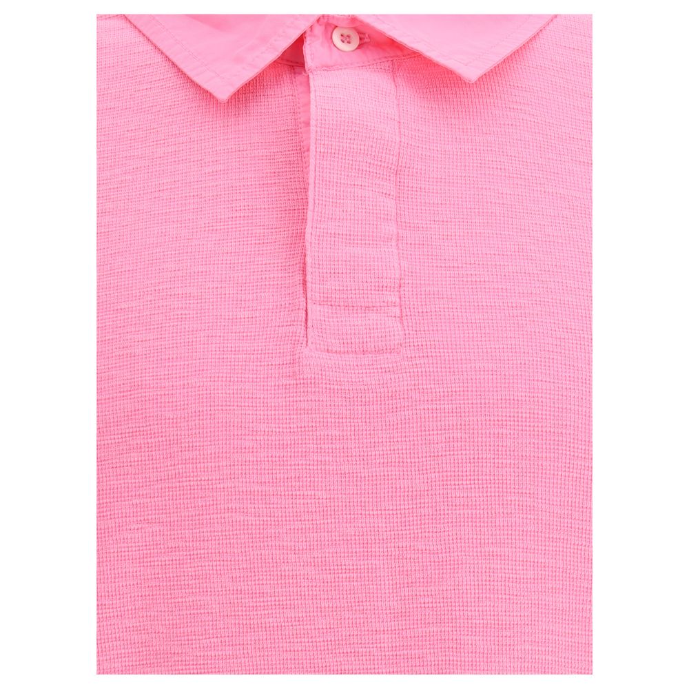 Sunflower Yellow Cotton Rugby Waffle Polo Shirt for Elevated Style