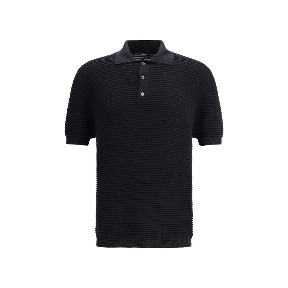 Kiton Navy Silk Polo Shirt for Timeless Elegance and Luxury