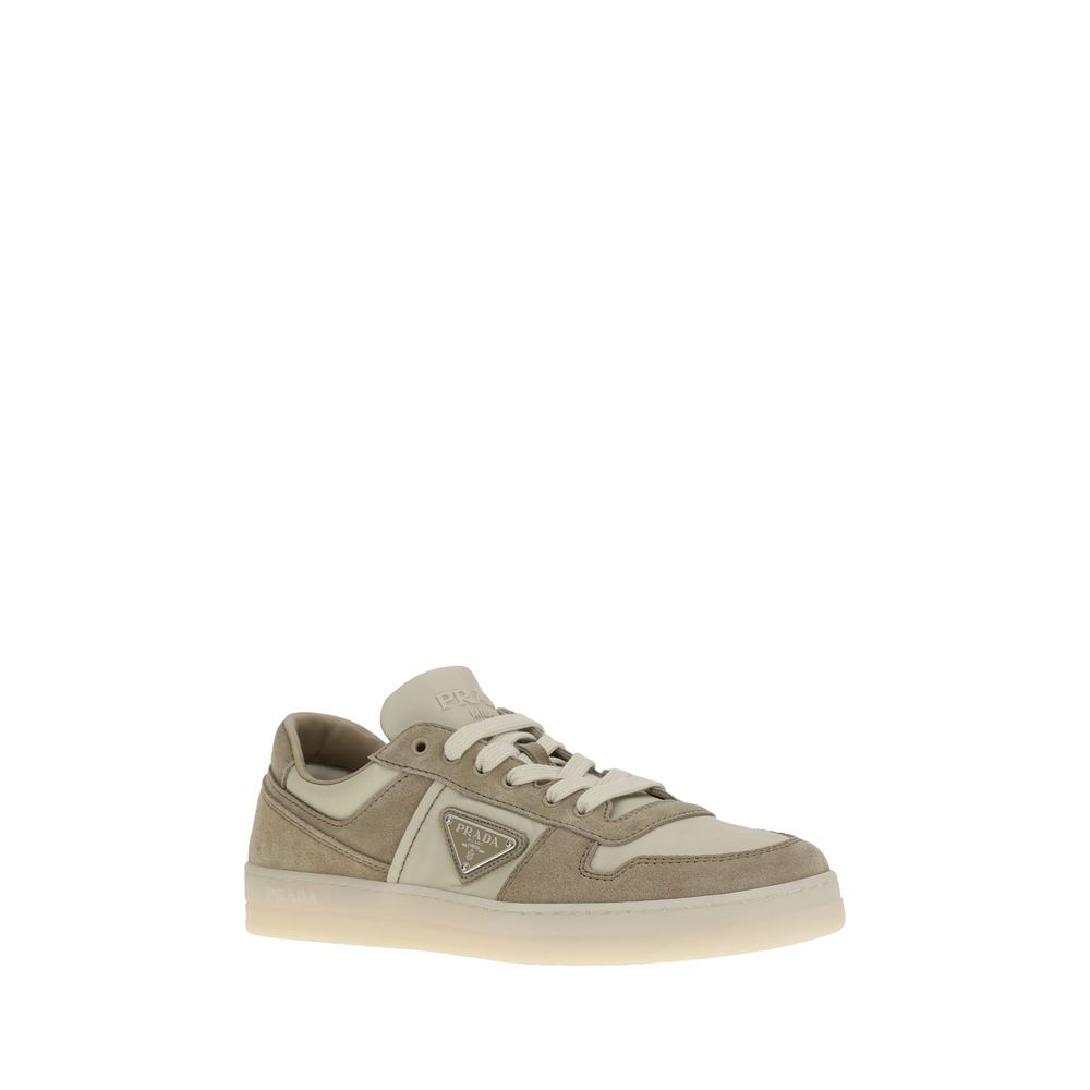 Prada Grey Suede Leather Sneakers for Effortless Elegance