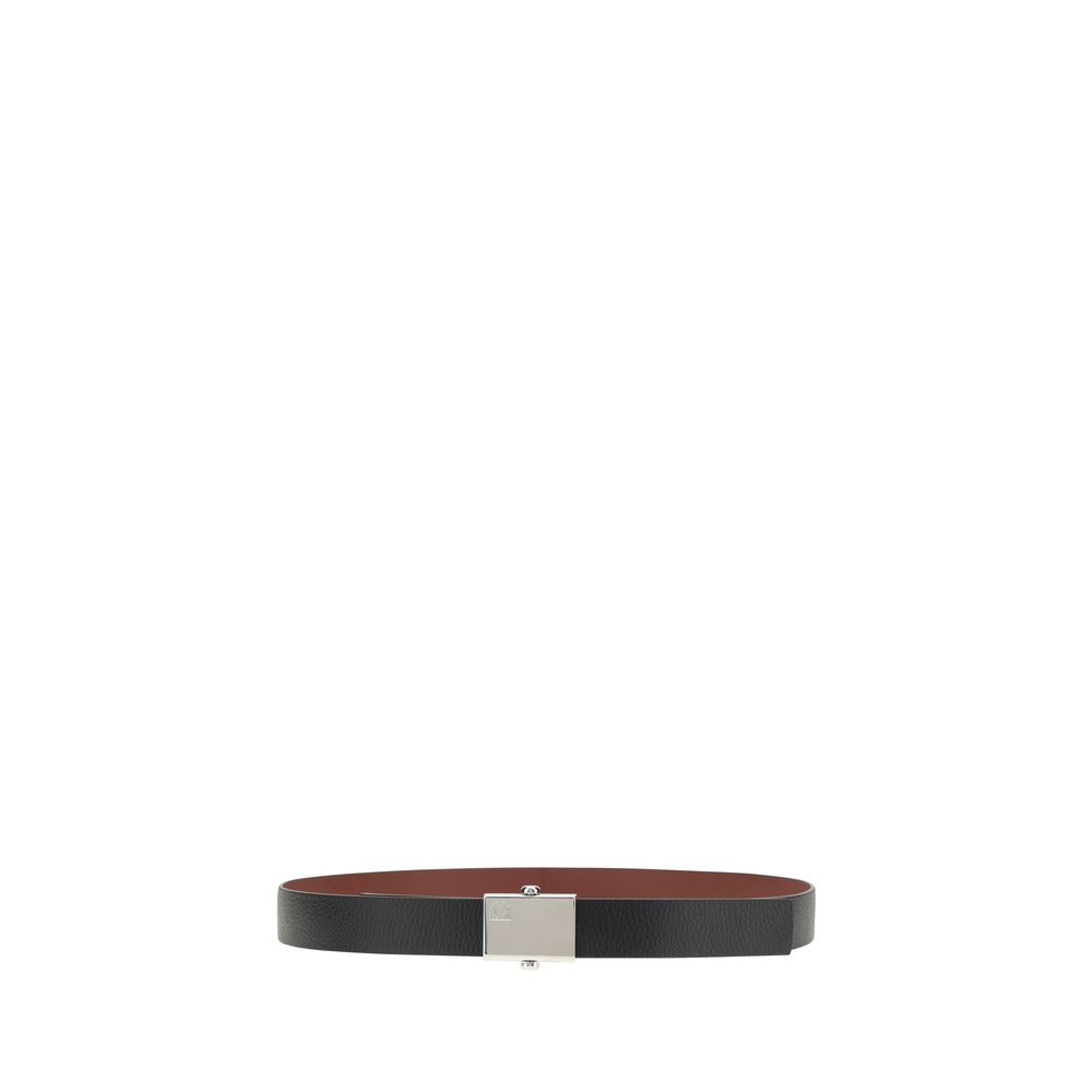 Ferragamo Black Luxurious Grained Leather Reversible Belt