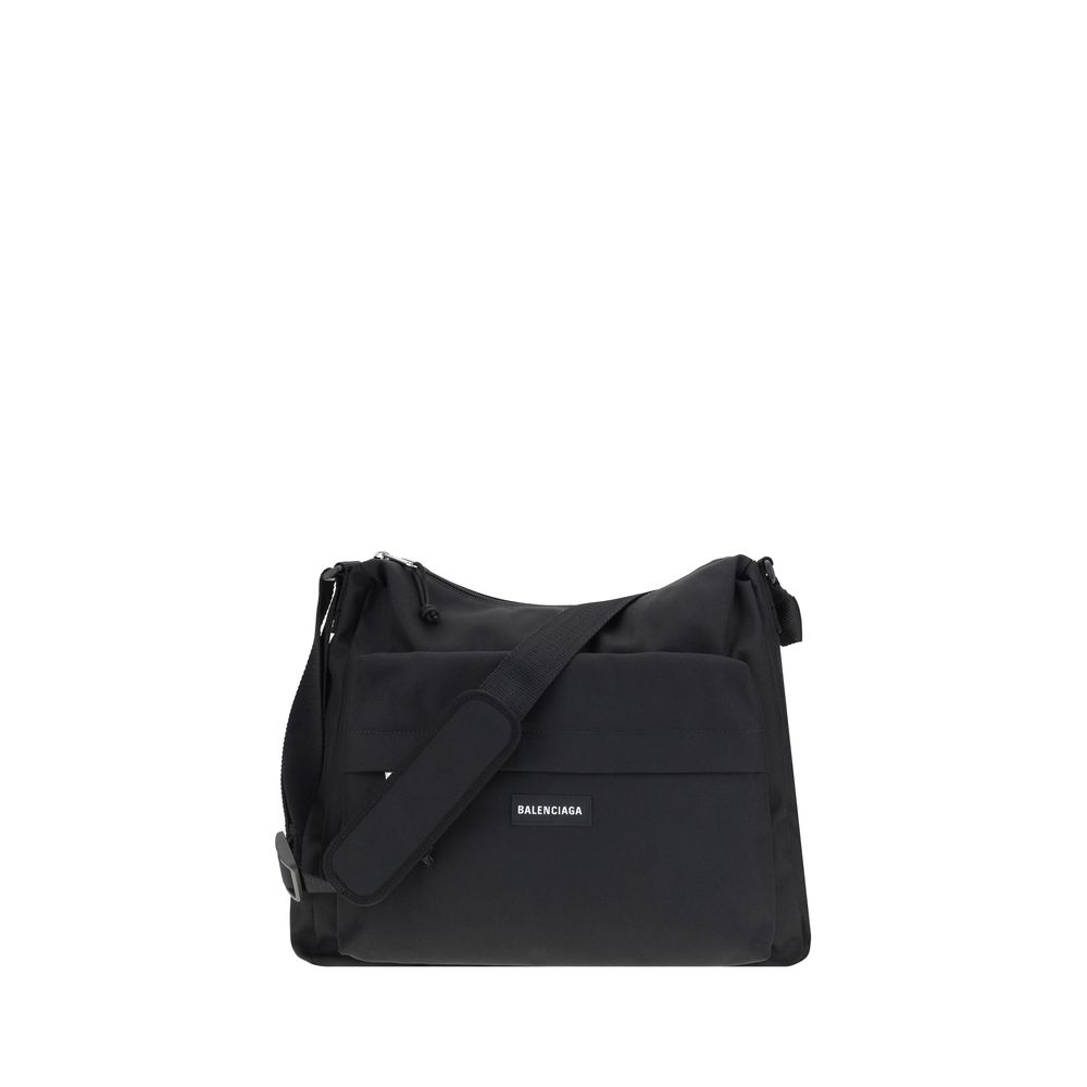 Balenciaga Black Leather Hobo Explorer Shoulder Bag