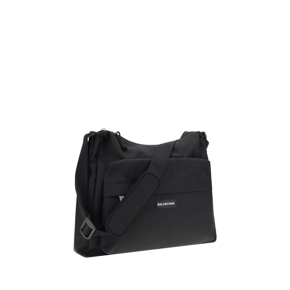 Balenciaga Black Leather Hobo Explorer Shoulder Bag