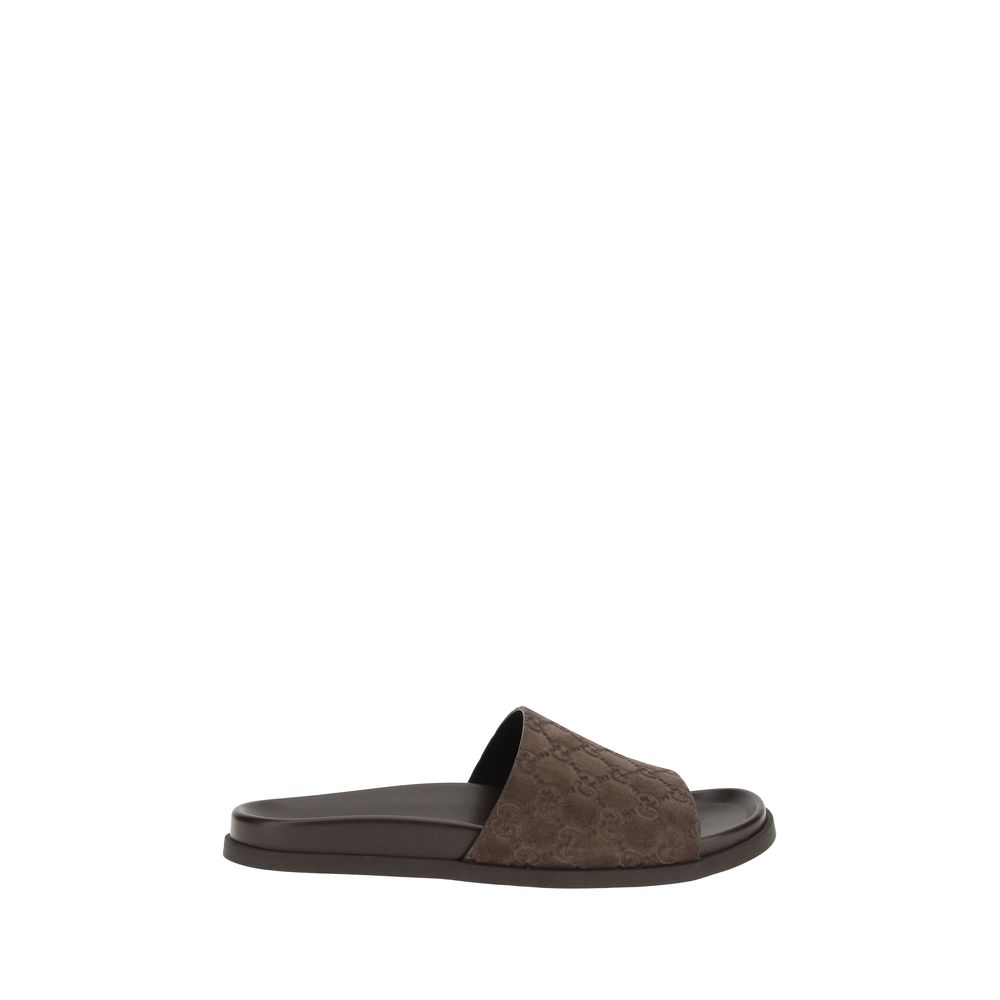 Gucci Brown Suede Slider Sandals - Luxurious Suede Footwear Elegance
