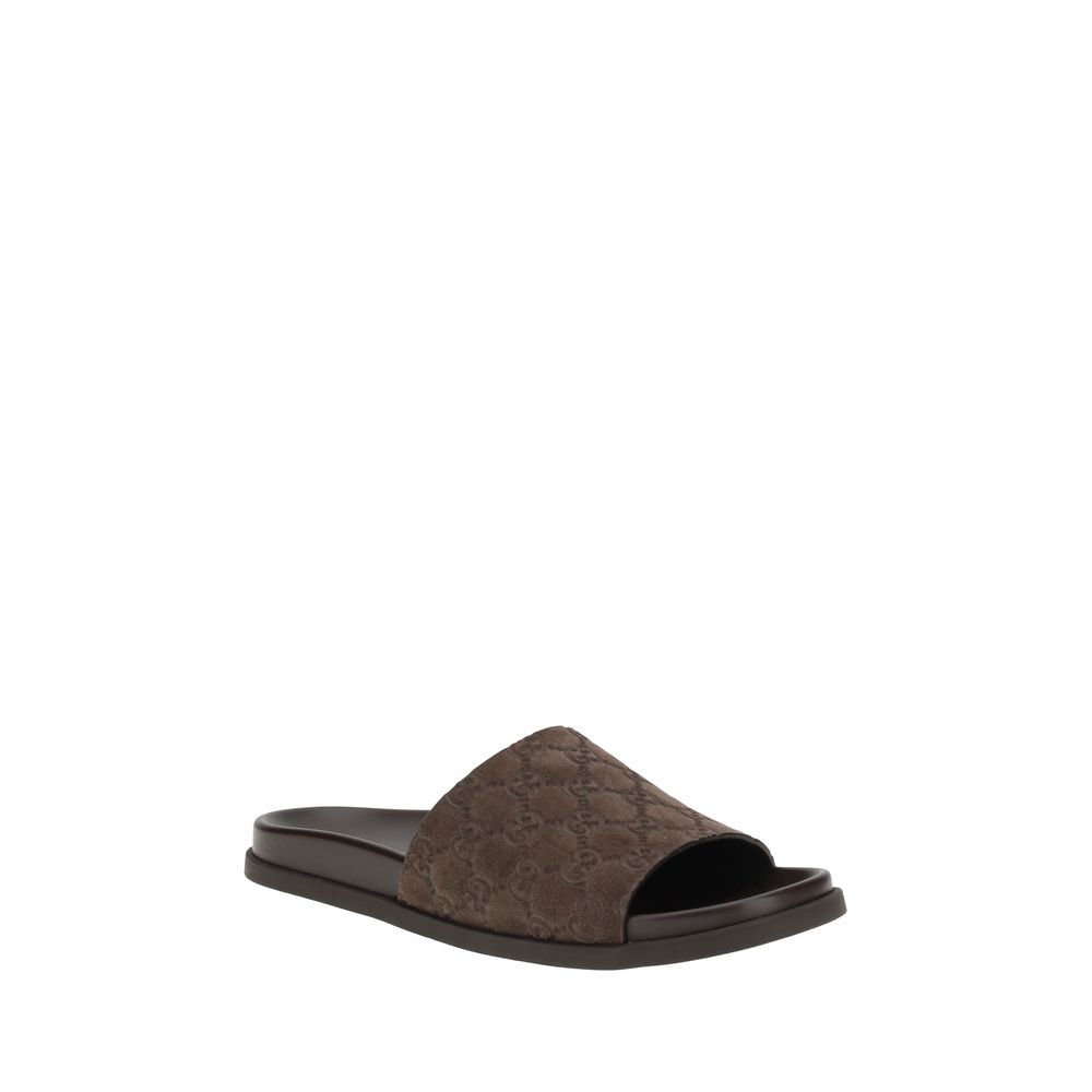 Gucci Brown Suede Slider Sandals - Luxurious Suede Footwear Elegance