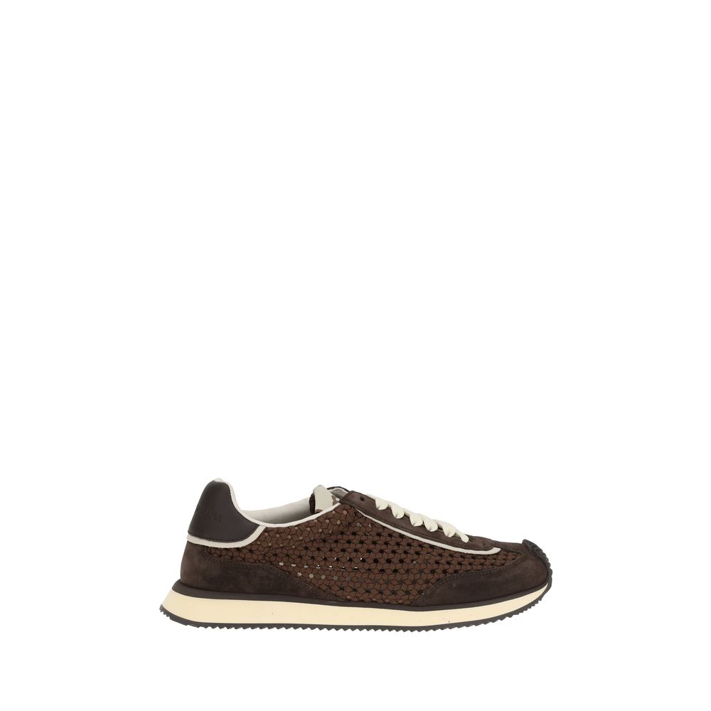 Dolce & Gabbana White Leather Woven Sneakers For Elevated Style