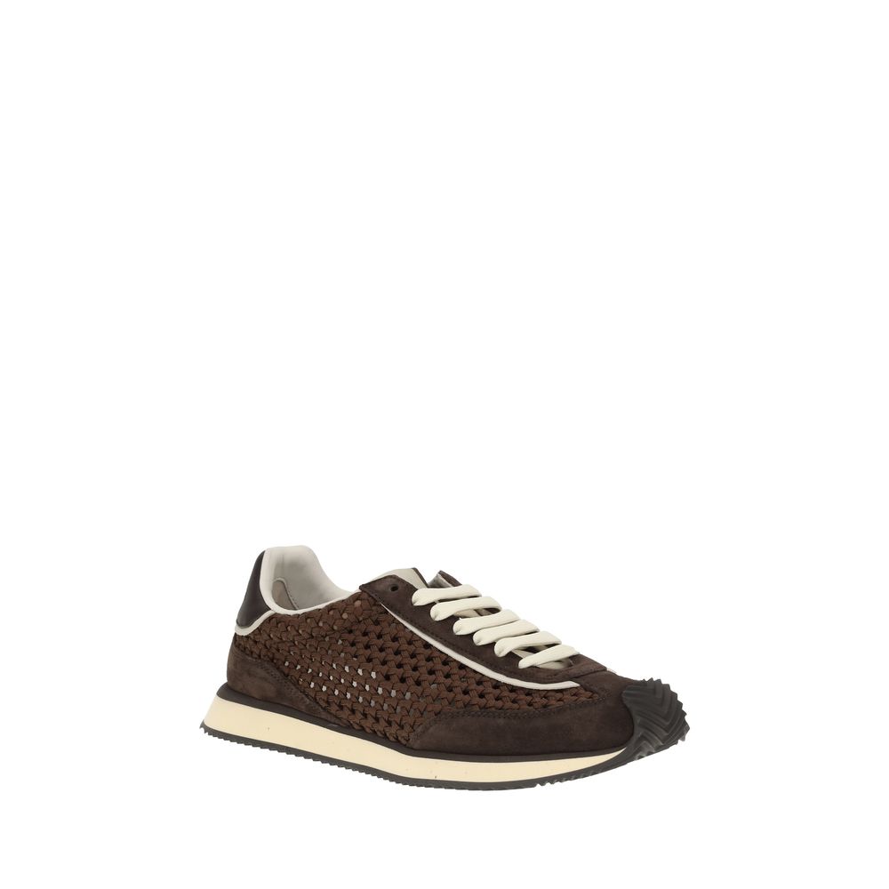 Dolce & Gabbana White Leather Woven Sneakers For Elevated Style
